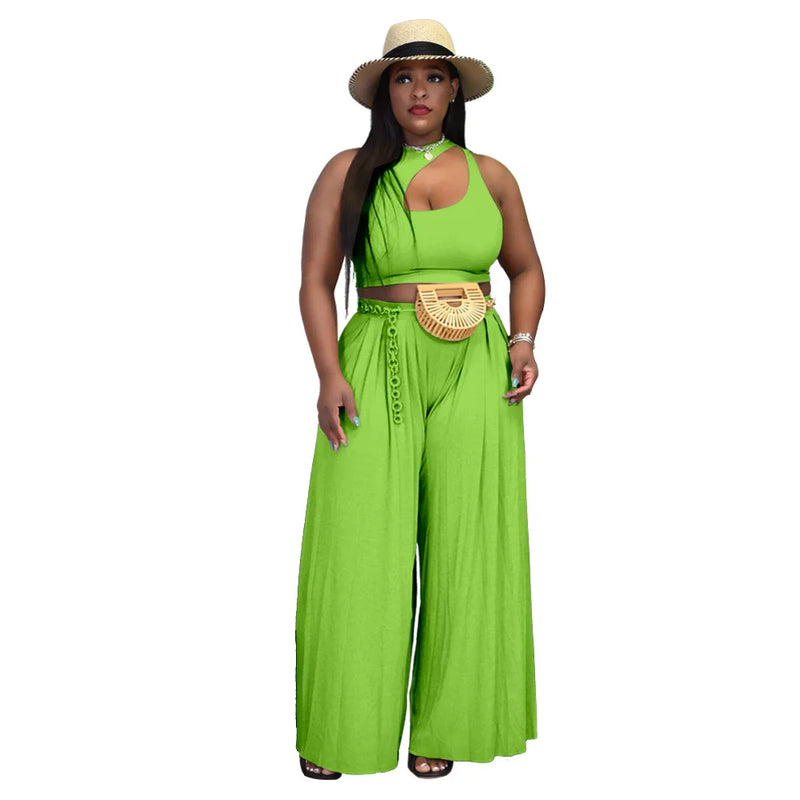 RQR Vest Top+Wide Leg Pants Suit