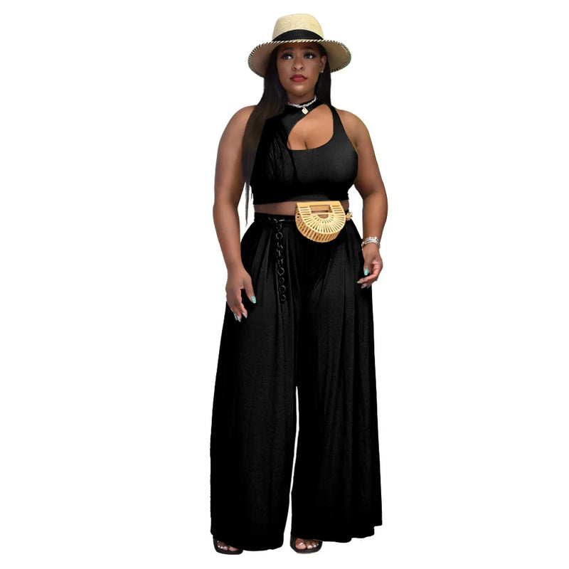 RQR Vest Top+Wide Leg Pants Suit