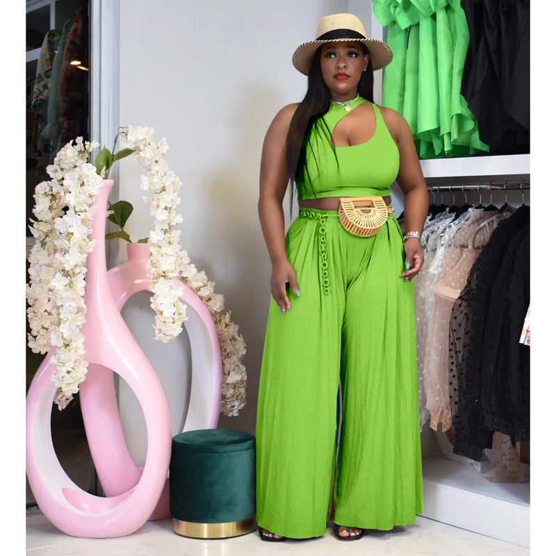 RQR Vest Top+Wide Leg Pants Suit