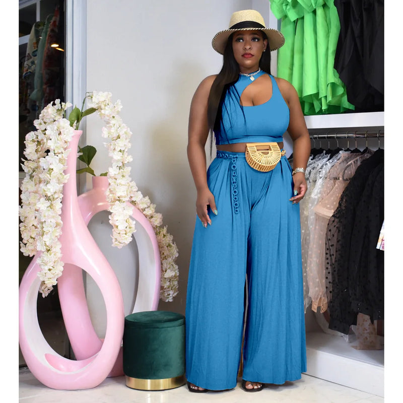 RQR Vest Top+Wide Leg Pants Suit