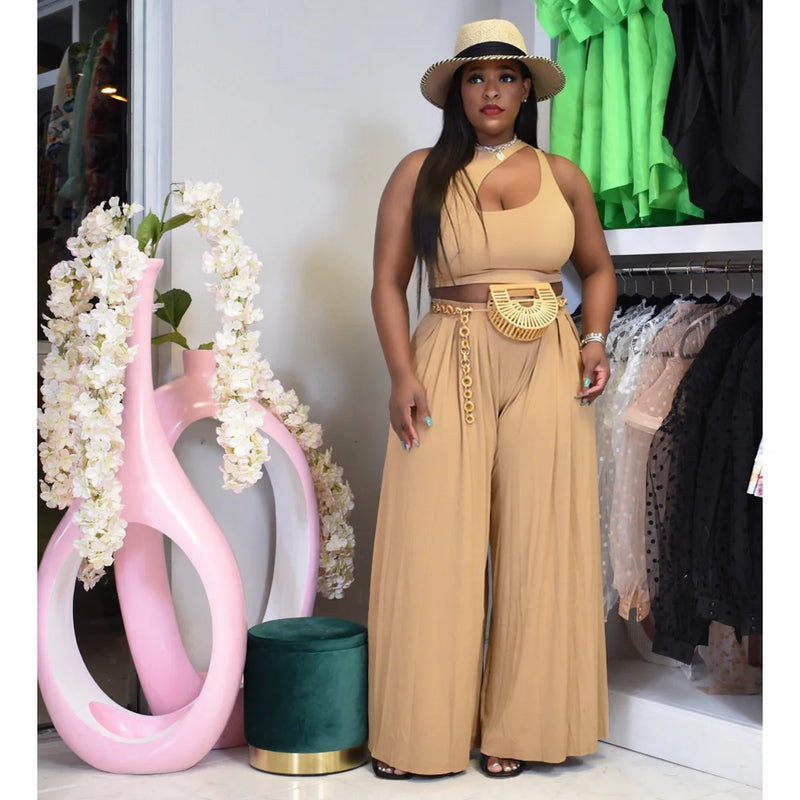 RQR Vest Top+Wide Leg Pants Suit