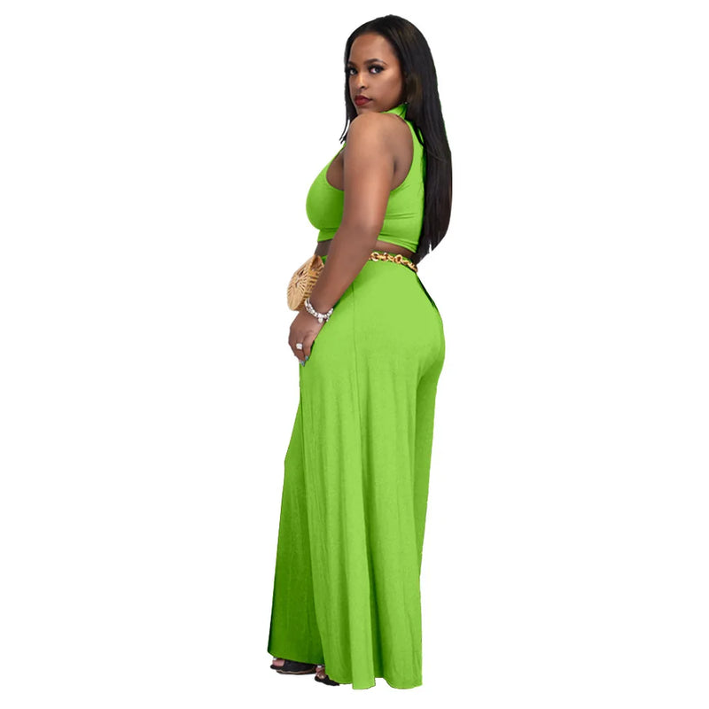 RQR Vest Top+Wide Leg Pants Suit