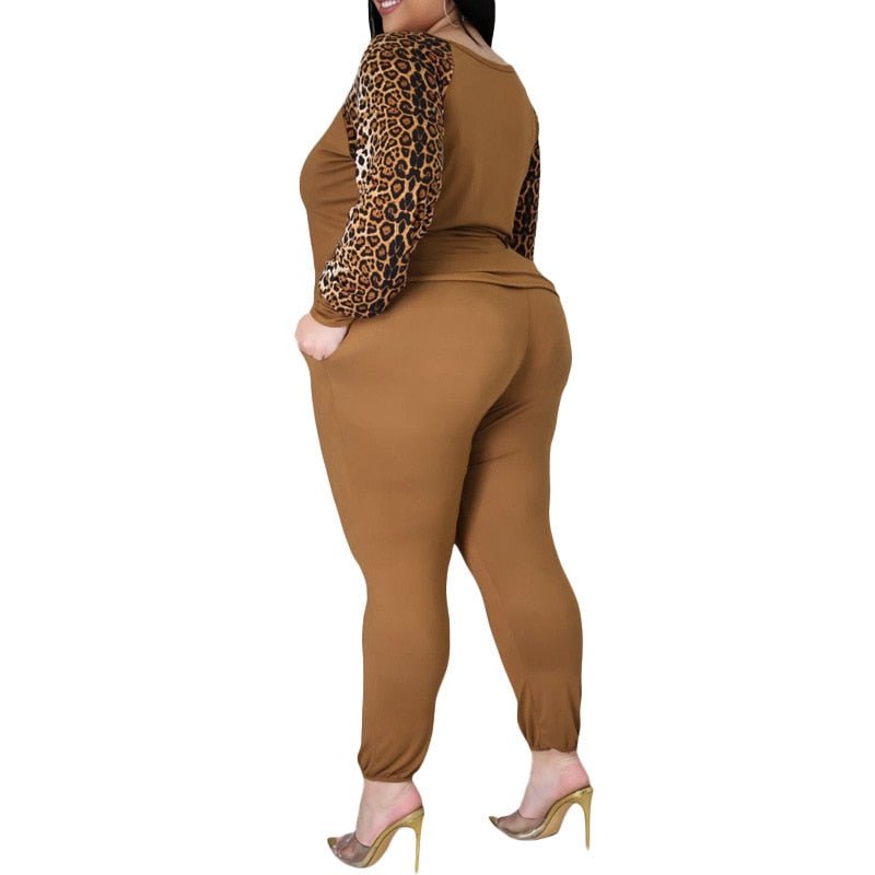 Real Queen Leopard Sleeve Pants Suit